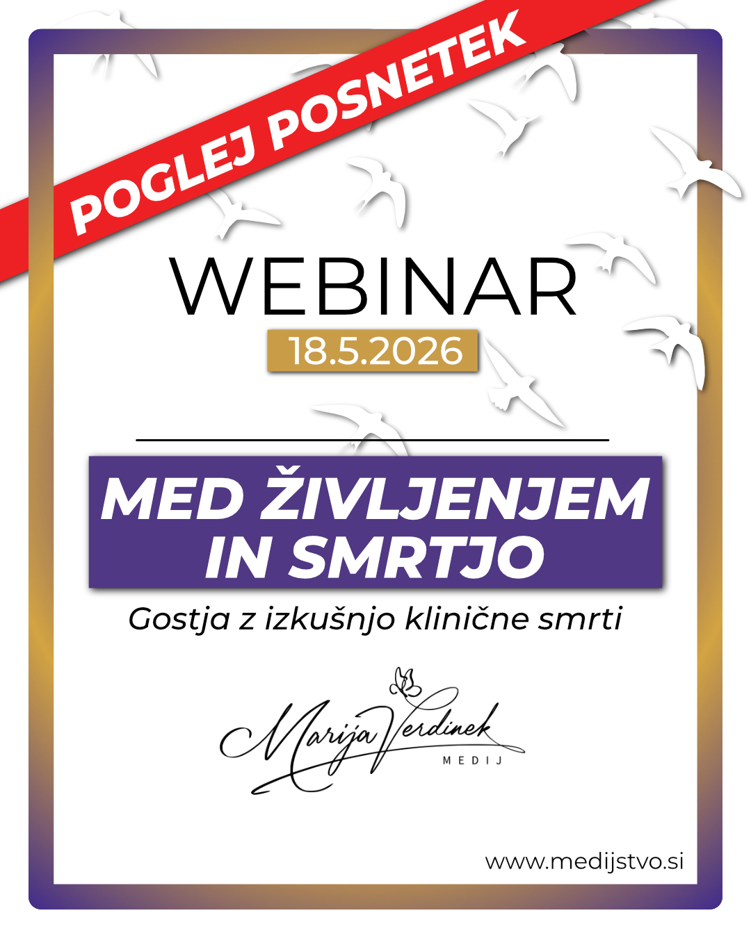 Webinar: Med življenjem in smrtjo; z gostjo